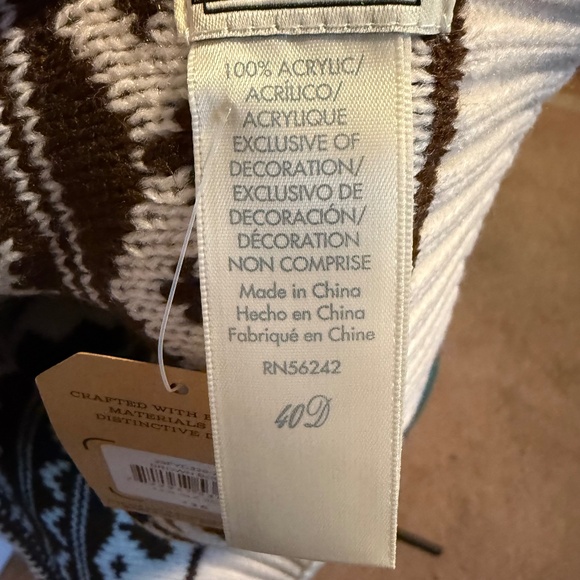 NWT Frye And Co Fair Isle Winter Scarf Cream Brown - Picture 9 of 11